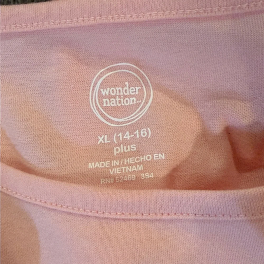 Wonder Nation Pink 'Find Joy' Floral Tee Girls XL 14/16 Plus NEW
